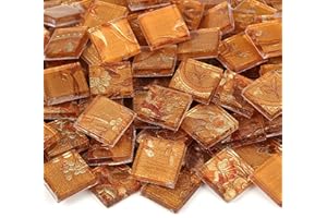 Milltown Merchants™ ¾ Inch (20mm) Copper Van Gogh Mosaic Tile - Fern Pattern Glass Mosaic Tiles - 1 Pound (16 oz) Bulk Crystal Tiles Assortment for Backsplash, Murals, and Mosaics