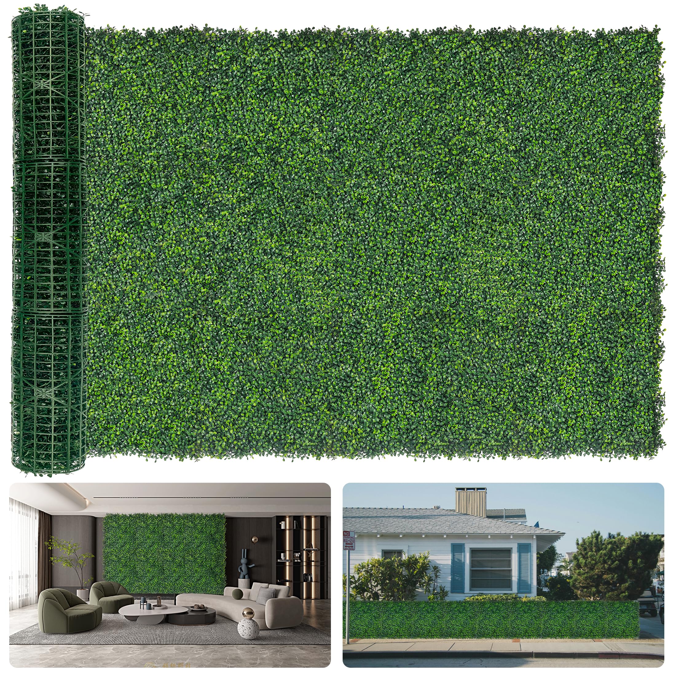 Photo 1 of DOPGIB Artificial Boxwood Roll Panels: 60"x128" (53.5 sqft) UV-Anti Faux Hedge Privacy Screen - 4-Layer Fake Greenery Ivy Vine Grass Wall for Garden, Patio, and Balcony Backdrop Decoration