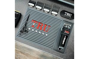 TRU BARBER ORGANIZER MAT 14”X 9” (CHARCOAL GREY) Flexible PVC Station Mat, Salon and Barbershop work Station pads, Beauty salon tools hairstylist, Counter mat for clippers, Anti slip