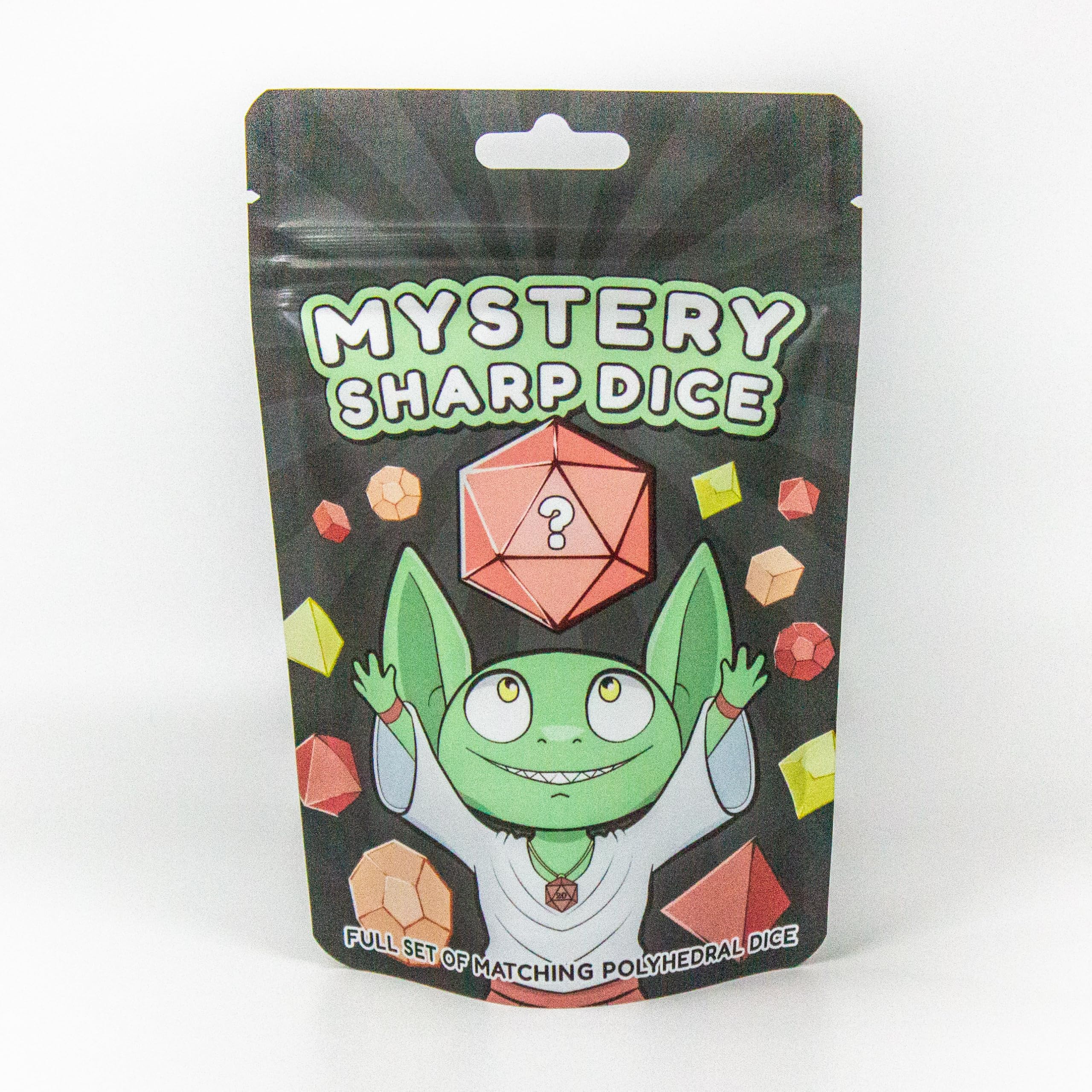 Mystery Dice Goblin Sharp Mystery Dice Set, 7 Polyhedral Dice for Tabletop Gaming, Acrylic, Multi-Coloured
