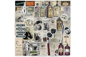 Prstincol 106 Pcs Potion Labels Stickers, Apothecary Sticker Dark Aesthetic Wine Bottle Sticker for Scrapbooking, Wicca Stickers for Junk Journal Bullet Journals DIY Crafts