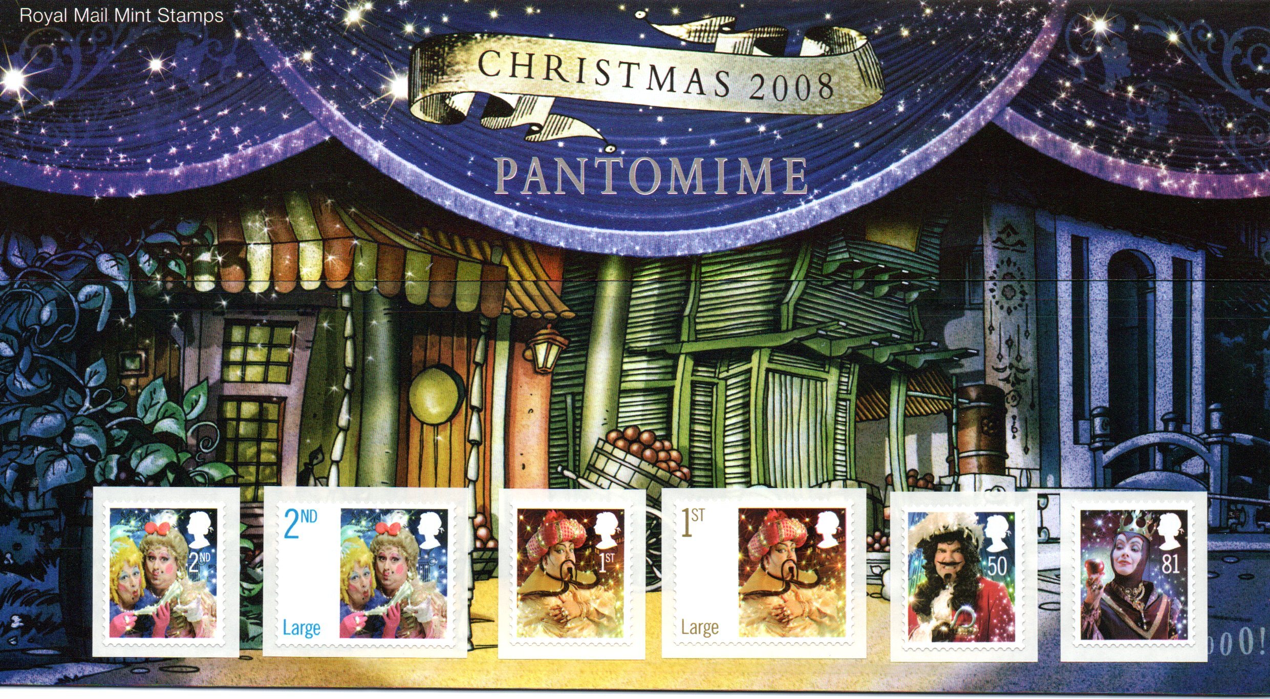 Royal Mail Christmas 2008 Pantomime Stamps In Presentation Pack