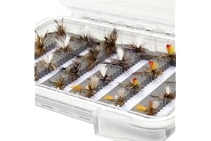 SUPERBE FLIES 24 Adams Dry Fly Trout Fishing Assortment | Waterproof Fly Box | Size: #10 - #18