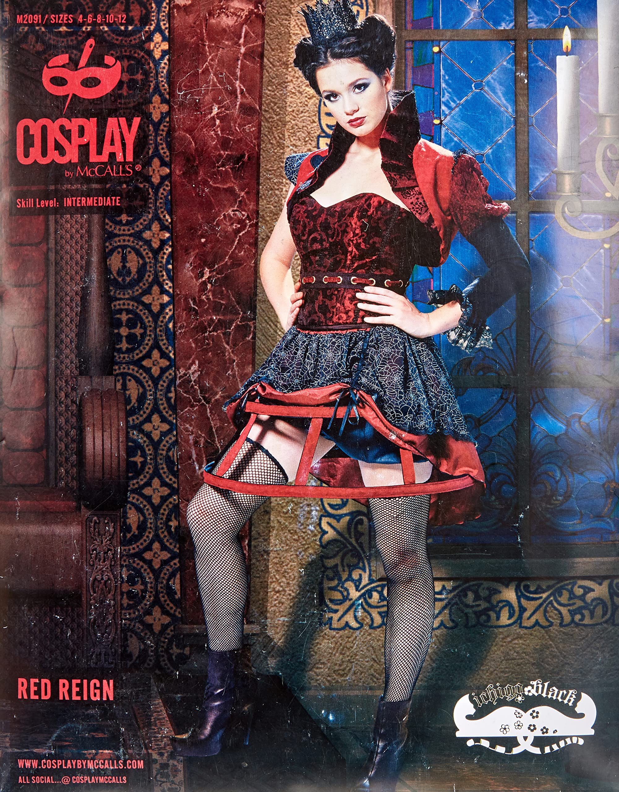 Cosplay By McCall's Cosplay M2091 AX5,Red Reign Bolero Jacket, Corset, Skirt, and Hoop,Sizes 4-12, Tissue, Multi-Colour