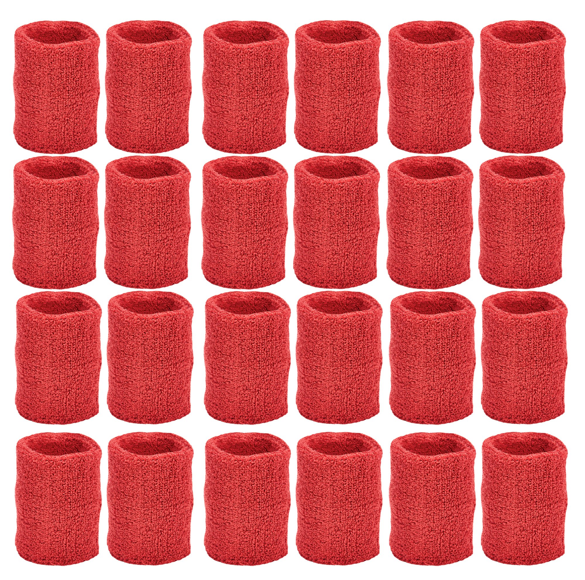 Unique Sports Athletic Performance Team Pack of 24 Wristbands (12 pair), Red