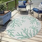 Keen Home Design Terrace Outdoor Area Rug - 63" Round Washable Indoor/Outdoor Rug for Patio, Kitchen, Balcony, Beach, Garden,
