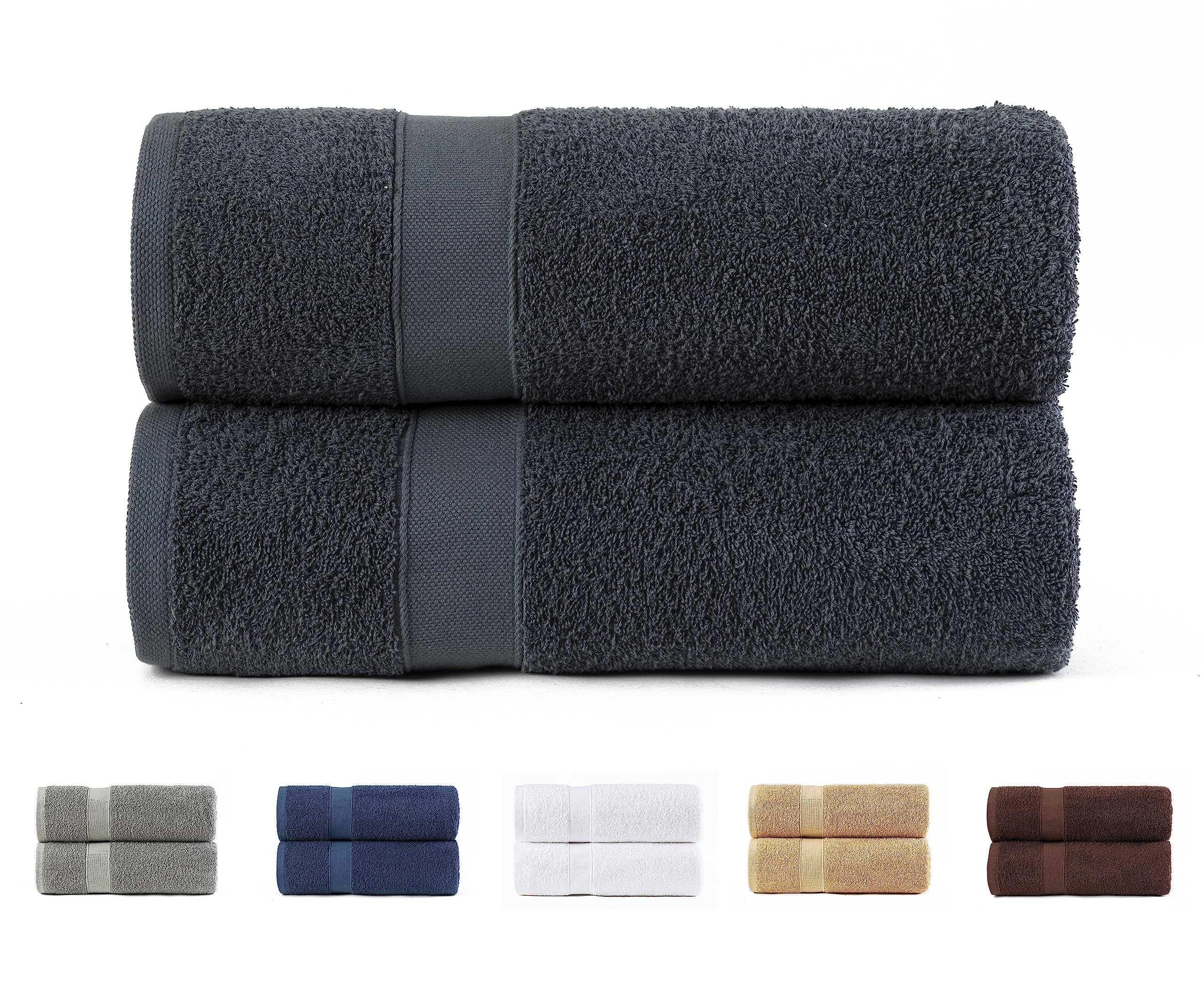 Todocama Set of 2 Shower Towels, 100% Cotton, 550 GSM, Extra Soft, Highly Absorbent and Quick Drying, 70 x 140 cm, Dark Grey