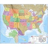 Maps International Large Political USA Wall Map - Laminated - 36 x 48 in | Maps International laminated wall map. Size 36 x 48". Clear political boundaries shown.