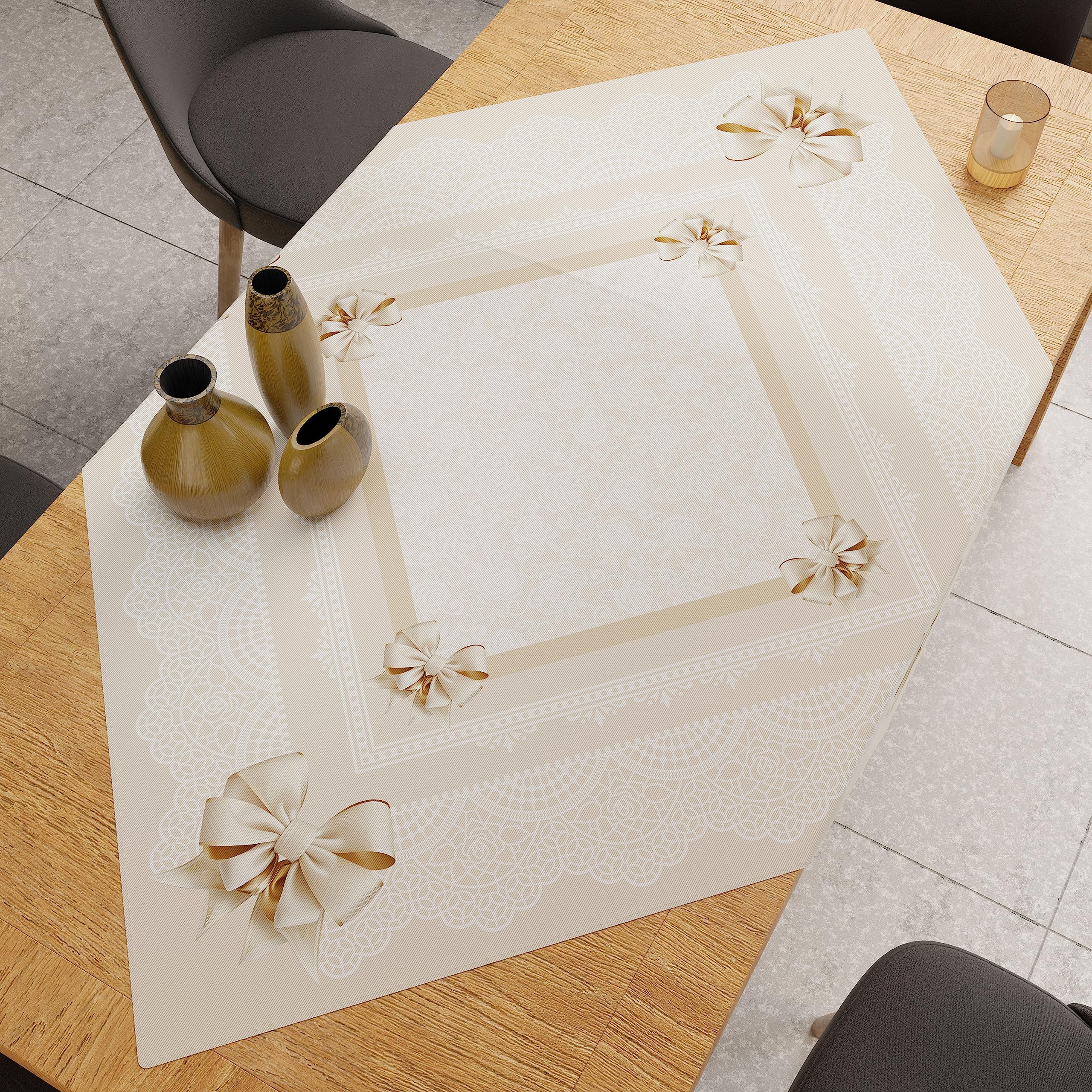 PETTI Artigiani Italiani Cooking Textile Accessories 2025, 100% hypoallergenic microfibre, Beige Bow, 90x90 cm