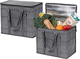VenO 2 Pack Large Insulated Reusable Grocery Bag with Hard Bottom Black