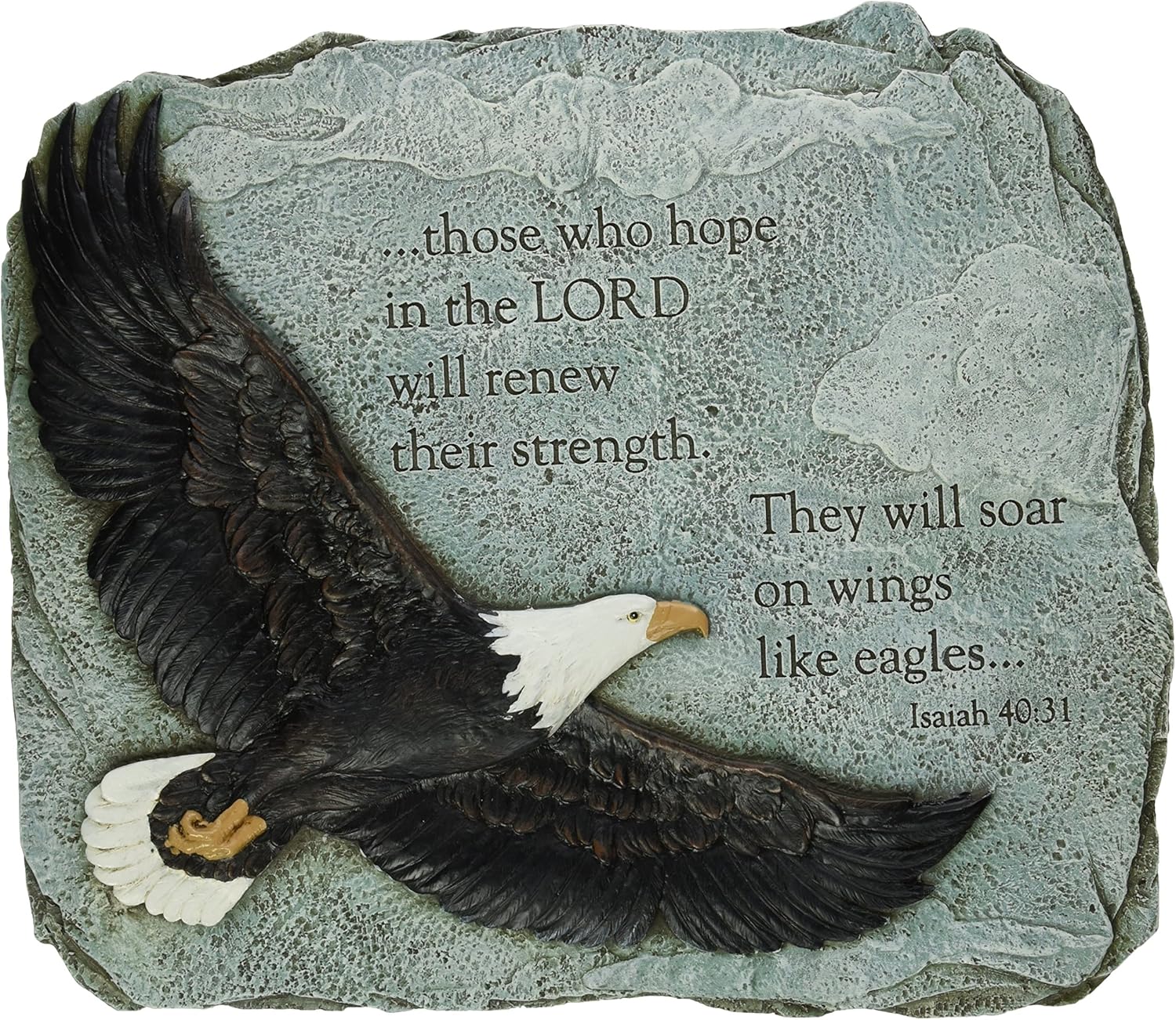 Hardscaping Materials - Joseph's Studio by Roman Inc., EAGLES WINGS GARDEN STONE, Garden Collection, Religious Statue, Holy Family, Memorial, Angel, Patron Saint, Garden Décor (11x12x2)