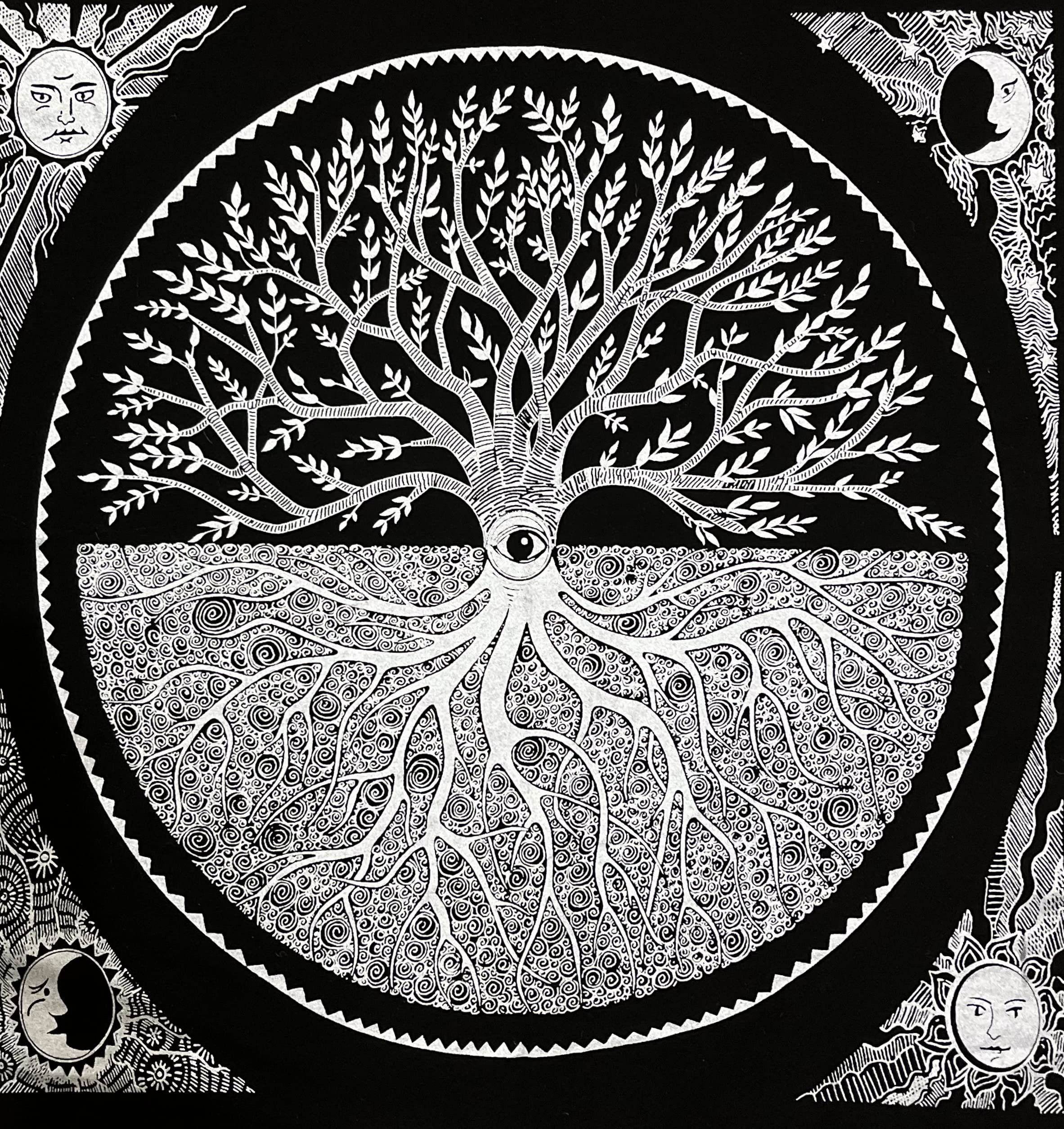 Indian Consigners Tree of Life Altar Cloth Tapestry Tablecloth Celtic Trees Ritual Spiritual cloth for Sacred Places, Cotton Square Tarot table cover — image 1