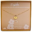 Efy Tal Jewelry Tiny Gold Filled Faith Cross Necklace, Small Simple Dainty Disc Pendant, First Communion Gift for Girls and Women