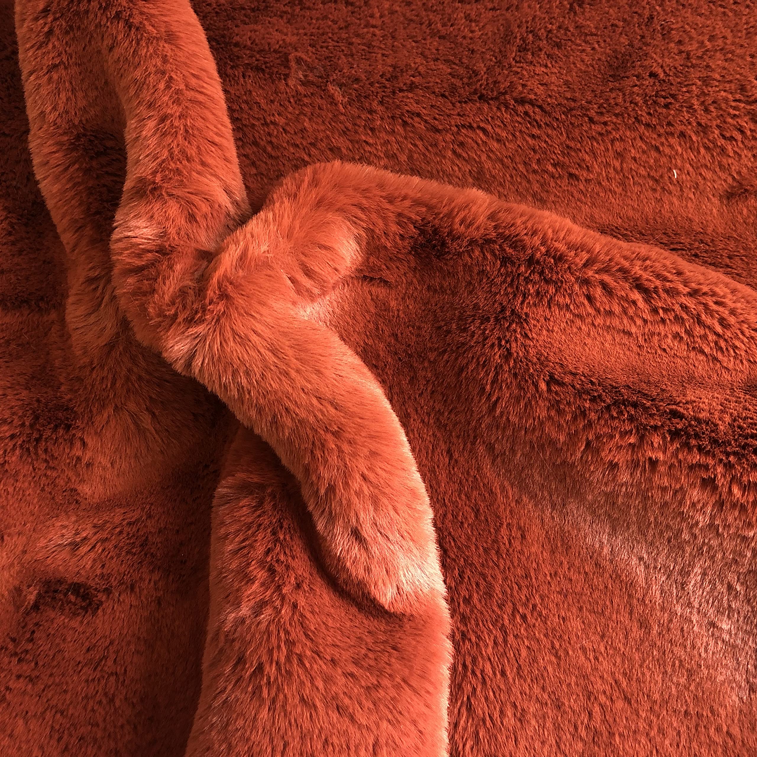 Super Luxury Faux Fur Fabric Material - Plush Super Soft Terracotta, 1Mtr - 150cm x 100cm