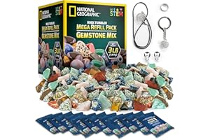 BLUE MARBLE National Geographic Rock Tumbler Refill Kit 3 lbs. of Rough Gemstones and Rocks for Tumbling Including Amethyst and Quartz Supplies Include Tumbler Grit and Jewelry Accessories