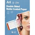 Double Sided Matte Photo Paper A4 Size 8.3x11.7 - 220gsm Heavy Weight Inkjet Printer Paper 50 Sheets For All Inkjet Printers