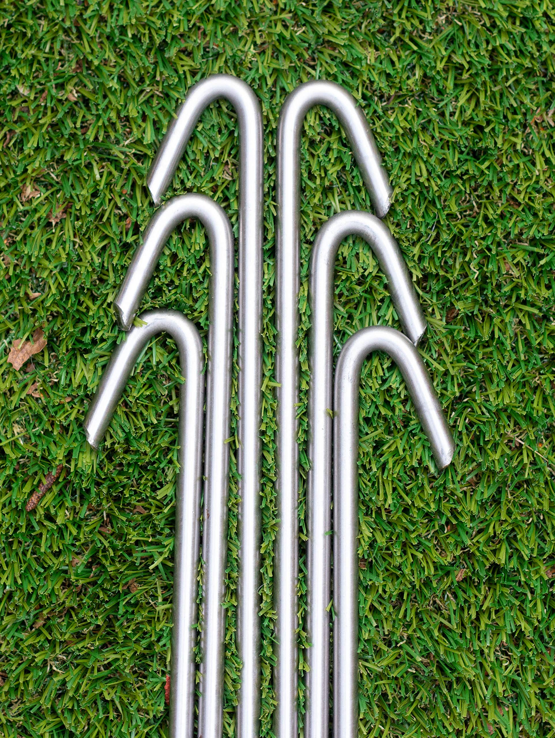 Stainless steel Tent Pegs 6pk, 30x0.8cm Heavy Duty Bivvy Stakes Rock Hard Ground foot.