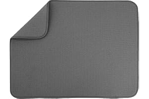 S&T INC. Dish Drying Mat XL, 18” x 24”, Absorbent Microfiber Kitchen Counter Mat, Dish Drying Pad for Dishes, Utensils, Pots and Pans, Extra Large, Charcoal