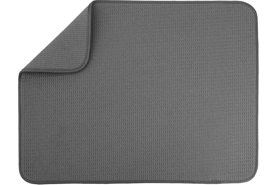 S&T INC. Dish Drying Mat XL, 18” x 24”, Absorbent Microfiber Kitchen Counter Mat, Dish Drying Pad for Dishes, Utensils, Pots Book