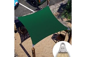 ColourTree 16' x 18' Green Rectangle Super Ring Sun Shade Sail UPF50 Canopy Structure, Super Durable Heavy Duty, Reinforced Corners, Edges & 260 GSM Permeable Fabric