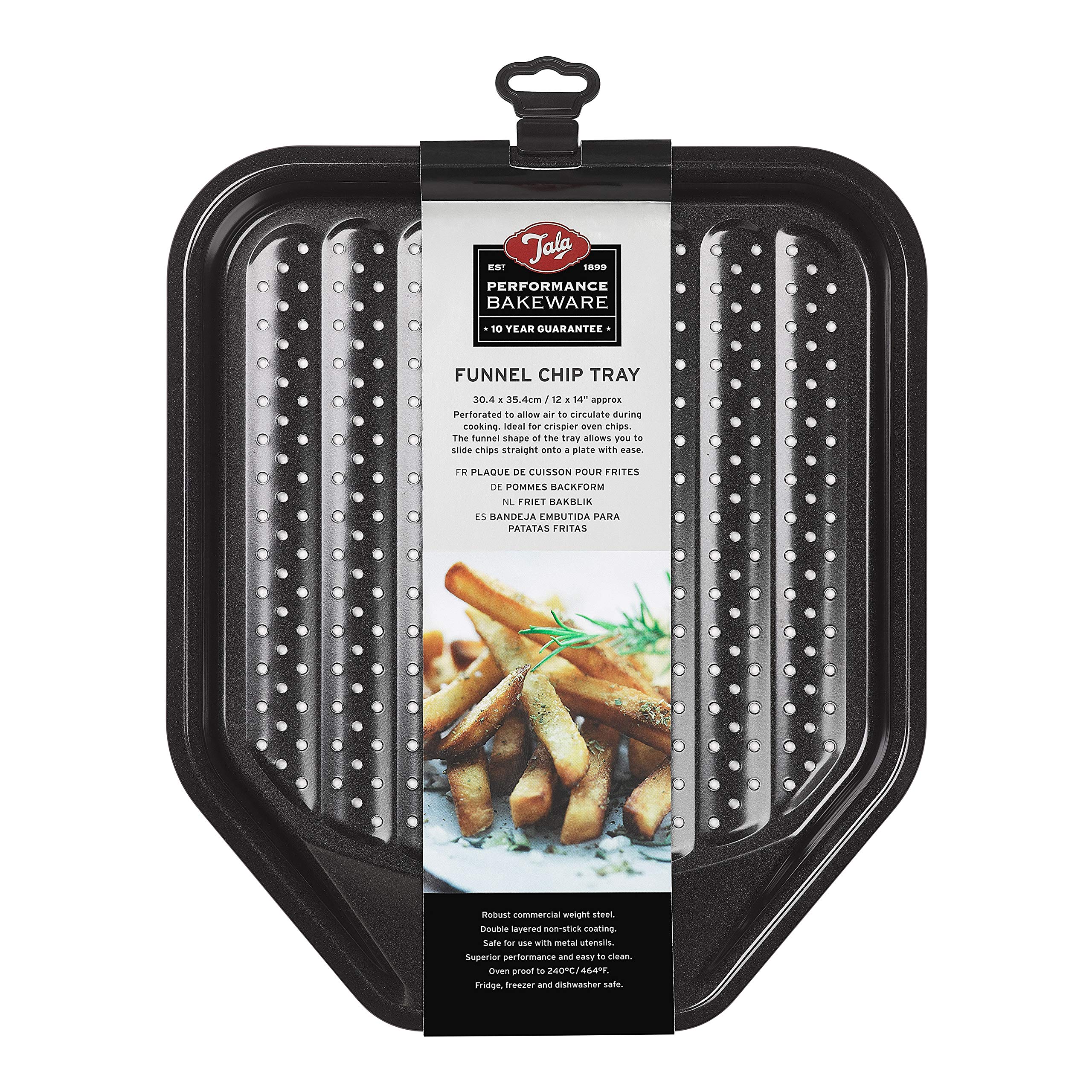 Tala Performance, Funnel Chip Tray, Professional Gauge Carbon Steel with Whitford Eclipse Non-Stick Coating, Roasting and Cooking