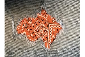 HOLEYPATCHES Bandana Fabric Peek-A-Boo Iron ON Patches by Holey Patches in Assorted Colors/Sizes (Orange, 3" x 5" (Set of 2))