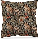 DAYOUER Vintage Botanical Squirrel Pillow Covers 18x18 Double-Sided, Art Nouveau Decor, Cottagecore Rustic Forest Squirrel Decorative Pillow Covers for Home Bedroom Living Room