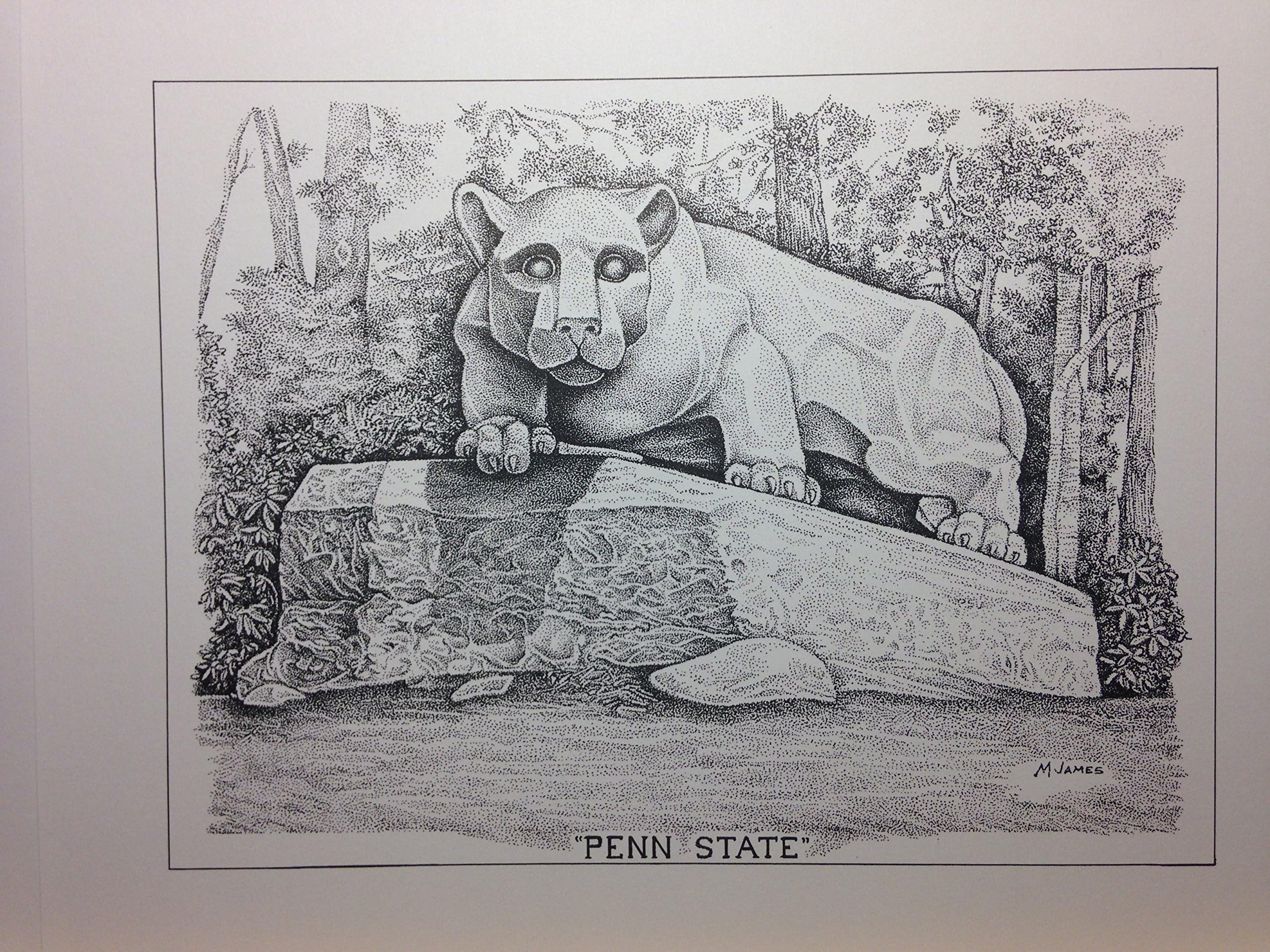 Penn State - Lion Statue 8"x10" pen and ink print