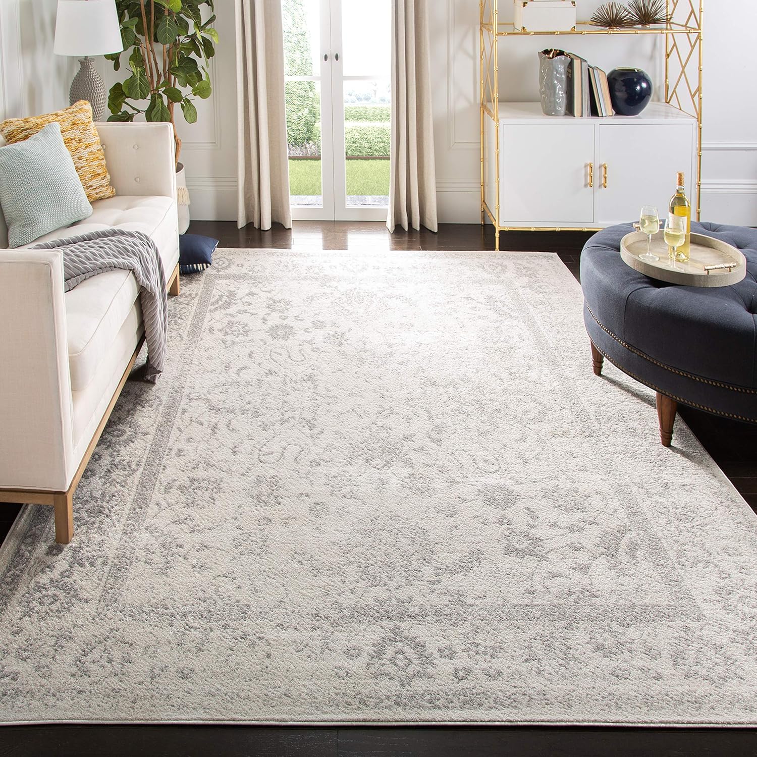 Rugs, Pads & Protectors - SAFAVIEH Adirondack Collection Area Rug - 8' x 10', Ivory & Silver, Oriental Distressed Design, Non-Shedding & Easy Care, Ideal for High Traffic Areas in Living Room, Bedroom (ADR109C)