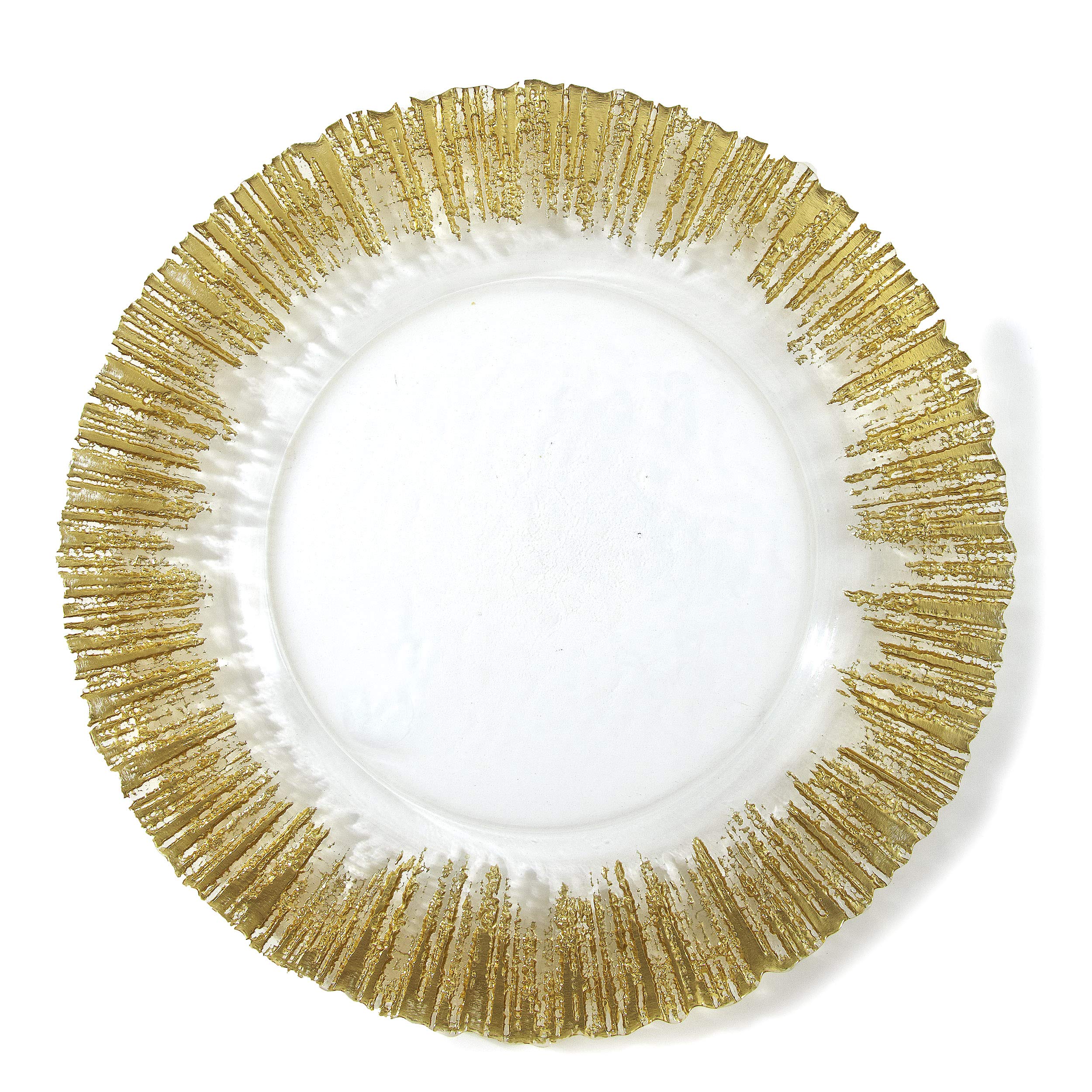 Photo 1 of Elegance Sunburst Gold Chargers Set of Four, 13 Inch