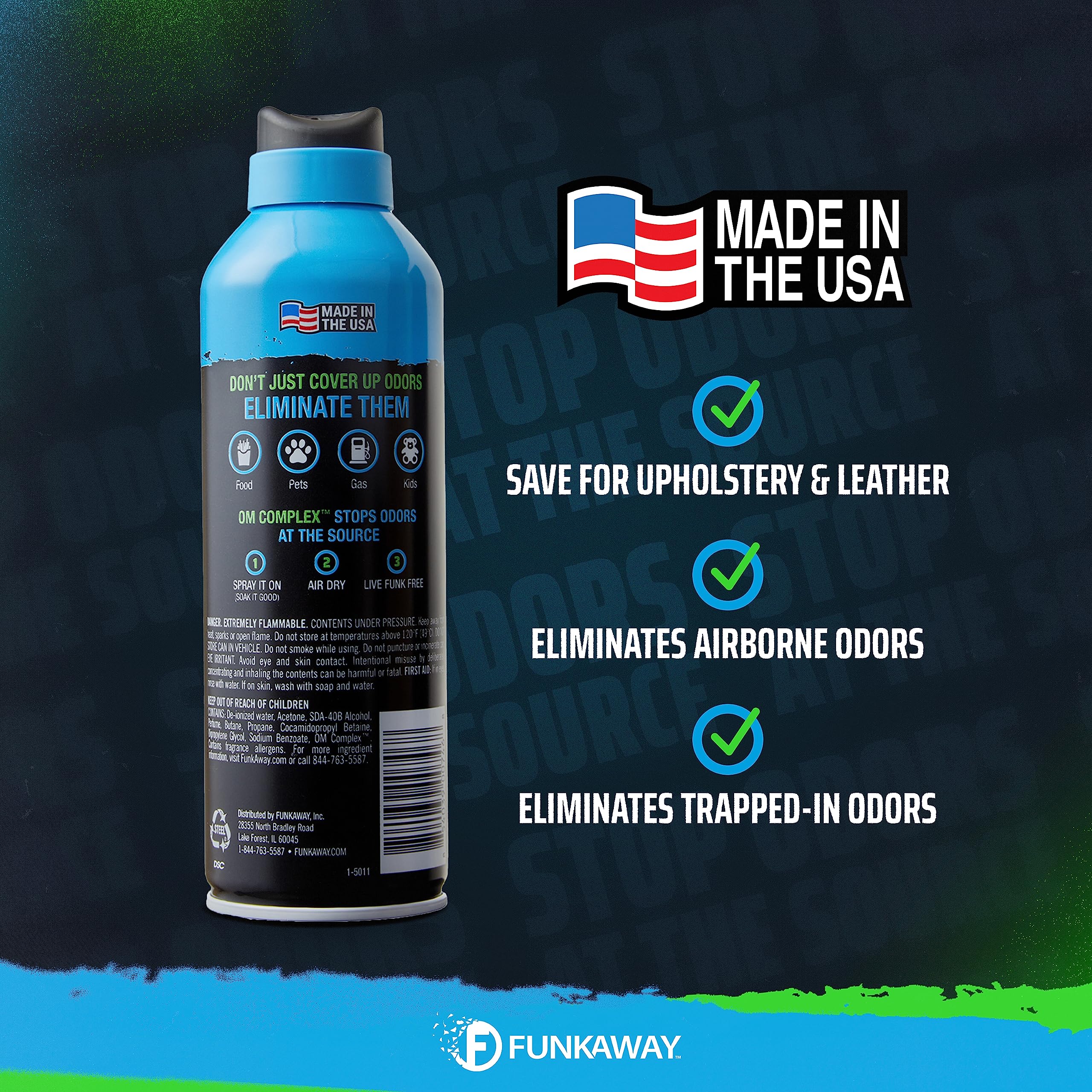 FunkAway Automotive Aerosol Spray, 8 oz., The Extreme Odor Eliminator for Cars, SUVs, Trucks, RVs and Boats, Make Your Car Smell Like New Again