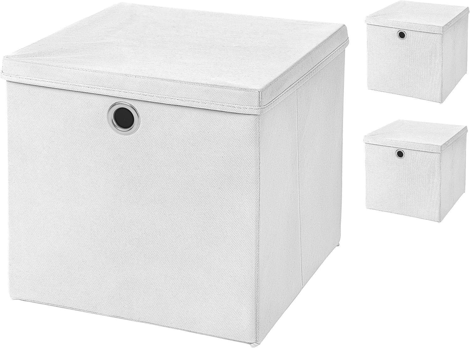 3 Pcs Foldable Box 28 x 28 x 28 cm White Storage Box with Lid Amazon
