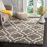 SAFAVIEH Hudson Shag Collection Area Rug - 9' x 12', Grey & Ivory, Moroccan Design, Non-Shedding & Easy Care, 2-inch Thick Id