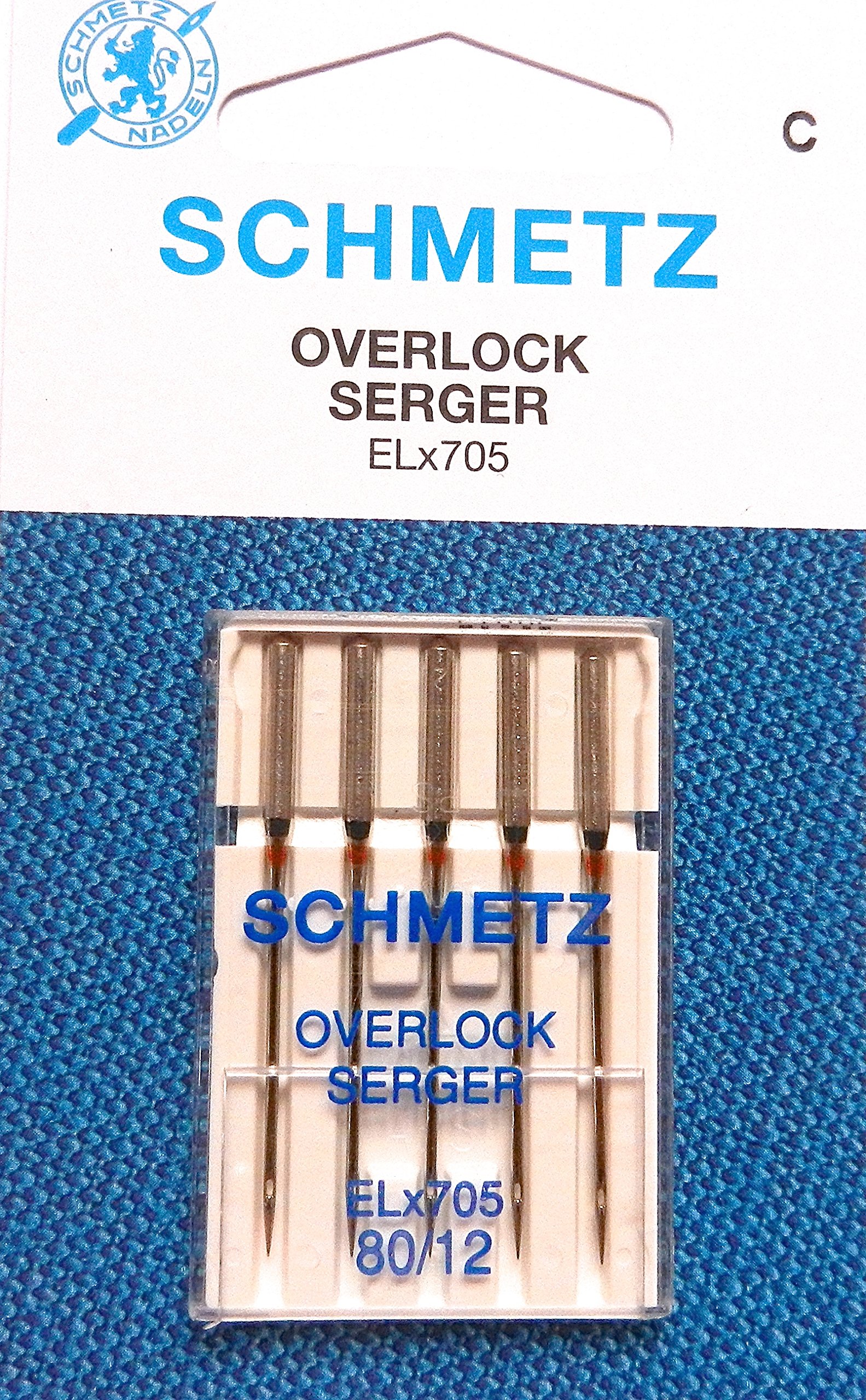 ELx705 Overlock Serger Sewing Machine Needles by Schmetz, Size: 80/12