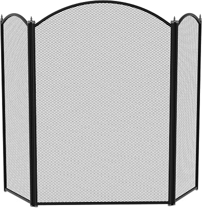 Fire Vida Selby 3 Panel Fire Screen Guard Black Cast Iron 64x85 cm