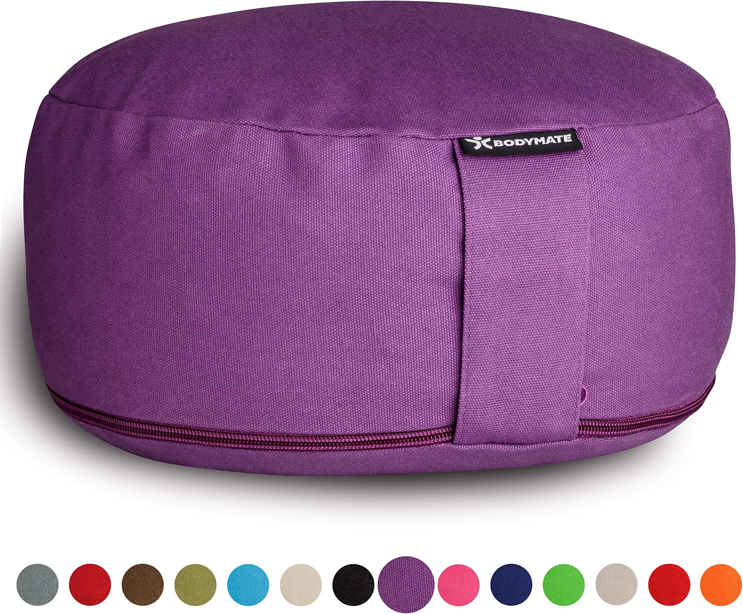BODYMATE Meditation Cushion/Yoga Pillow D31cm H13cm โ Removable washable 100% Cotton Cover - Inner cotton bag filled with buckwheat husks