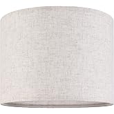 GO&amp;SO Natural Linen Drum Lamp Shade 13"x13"x10" Beige Gray Spider | Modern, For Table Lamps Bedside Lamps, Assembly Required