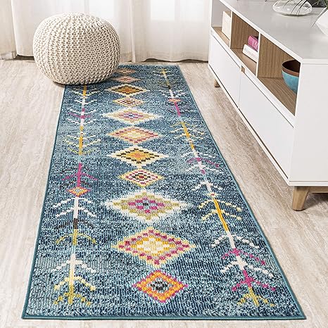 Amazon Com Jonathan Y Moh105a 28 Tribal Love Geometric Dark Blue Multi 2 Ft X 8 Ft Runner Rug Bohemian Easy Cleaning For Bedroom Kitchen Living Room Non Shedding Furniture Decor
