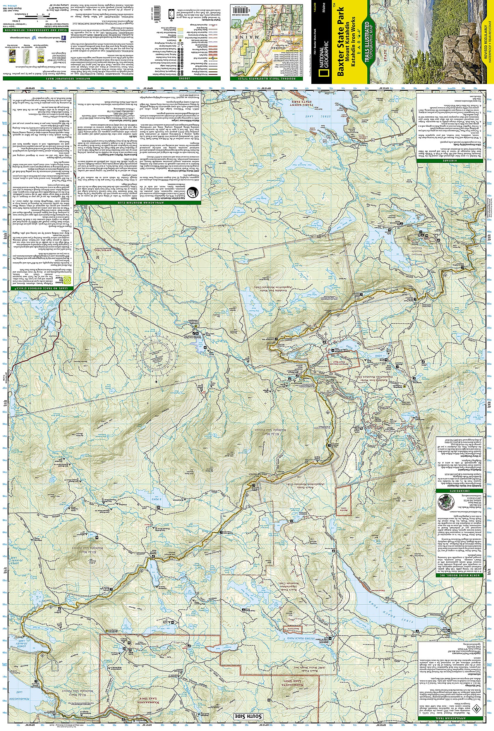 Baxter State Park Map Baxter State Park [Mount Katahdin, Katahdin Iron Works] (National  Geographic Trails Illustrated Map, 754): National Geographic Maps - Trails  Illustrated: 0749717011687: Amazon.com: Books