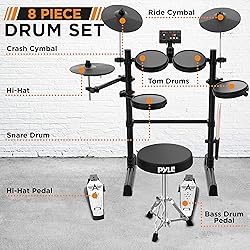 Pyle 7-Piece Electric Drum Set, Electronic Drumming