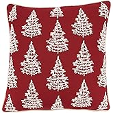 SARO LIFESTYLE Merry and Bright Christmas Trees Throw Pillow Cover, Red, 18"