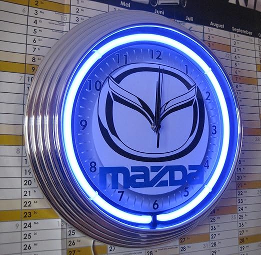 Amazon.de: NEONUHR NEON CLOCK - MAZDA GARAGE WERKSTATT UHR MIT BLAUEN