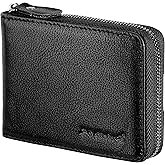 Admetus Men's Zipper Wallet Leather Bifold Wallets Slim RFID Blocking Zip Around Credit Card Holder Compact Small Wallet