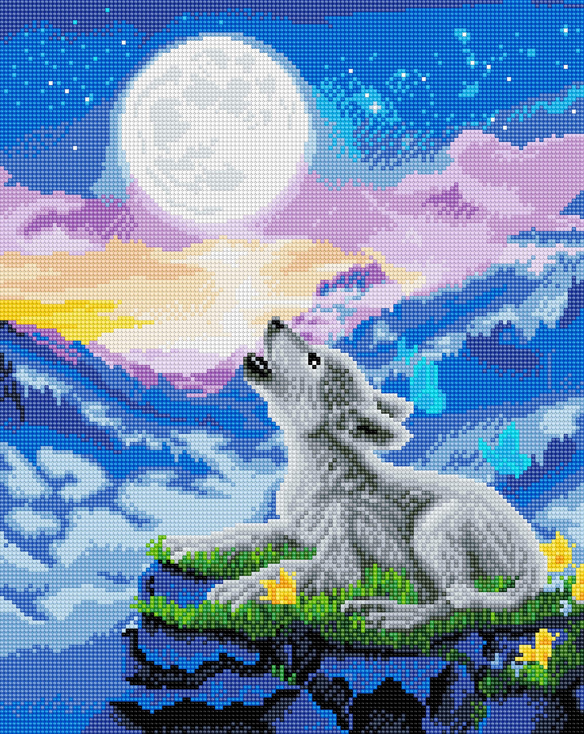 CAK-A123L: "Howling Wolf Cub" 40x50cm Crystal Art Kit