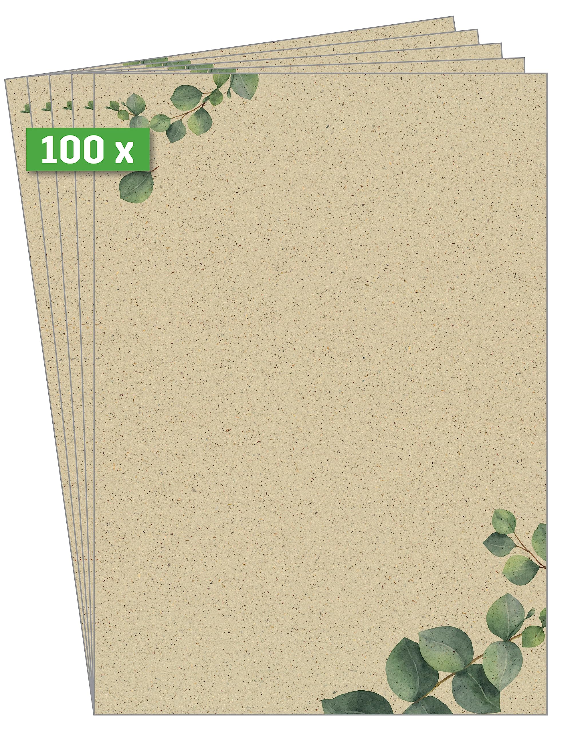 Sigel Grass Paper A4, 100gsm, 100 Sheets, Dark Beige/Green, Contemporary Style, Writing Paper