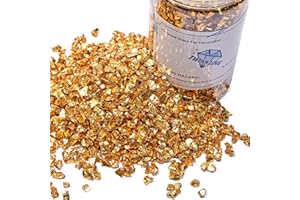 TWINKLING High Luster Fire Glass Stones Glitter, Broken Shattered Chips Crushed Glass Stones for Fire Pit Fire Place, Crafts Resin Art, Aquarium Garden Decoration, 9-12mm(370g/13oz.) (Gold)