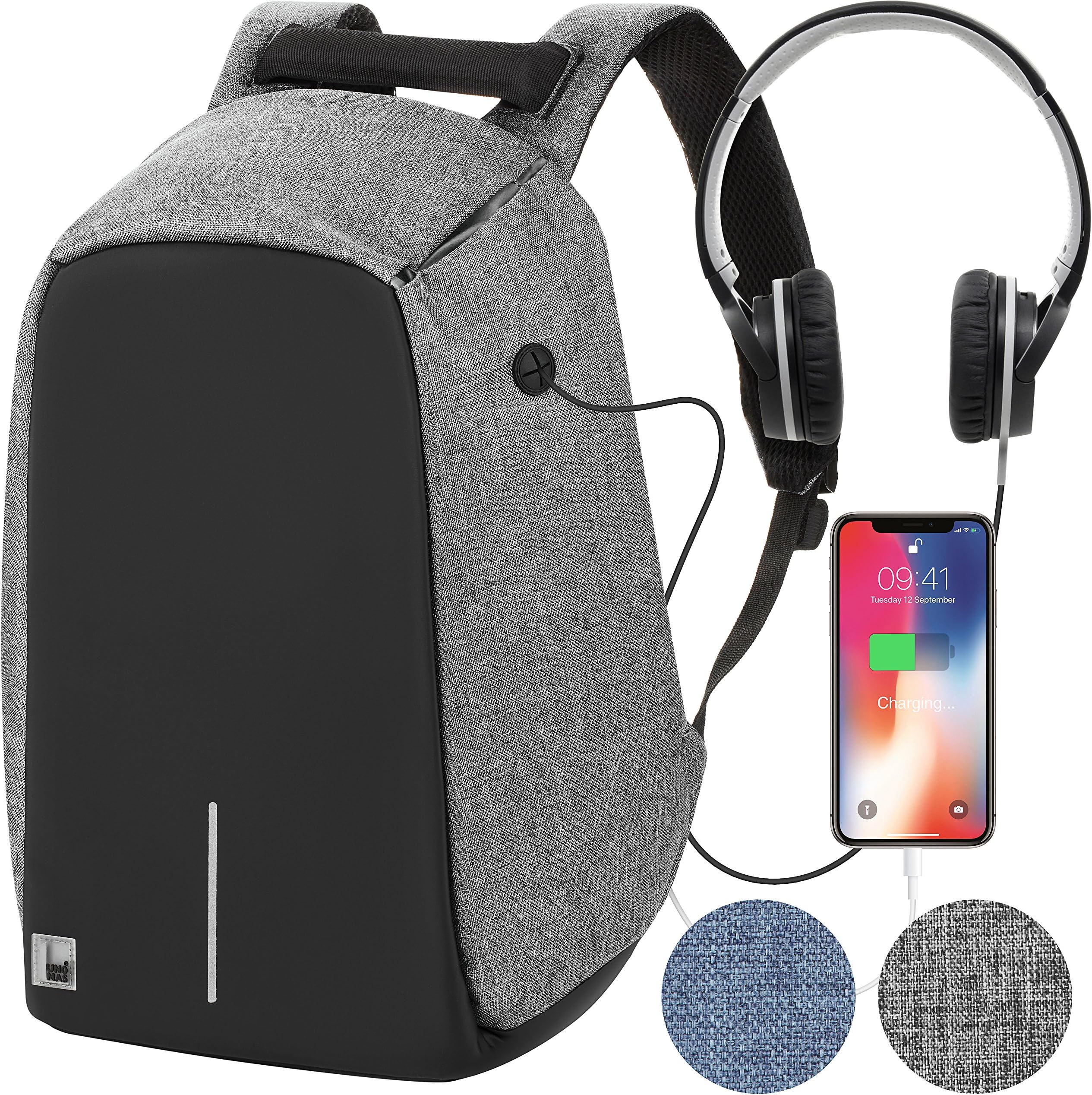 Anti Theft Backpack Laptop Water Resistant Business Computer Bag Back Functional External USB Charge Port for Work College School Travel. Improved Design 2018
