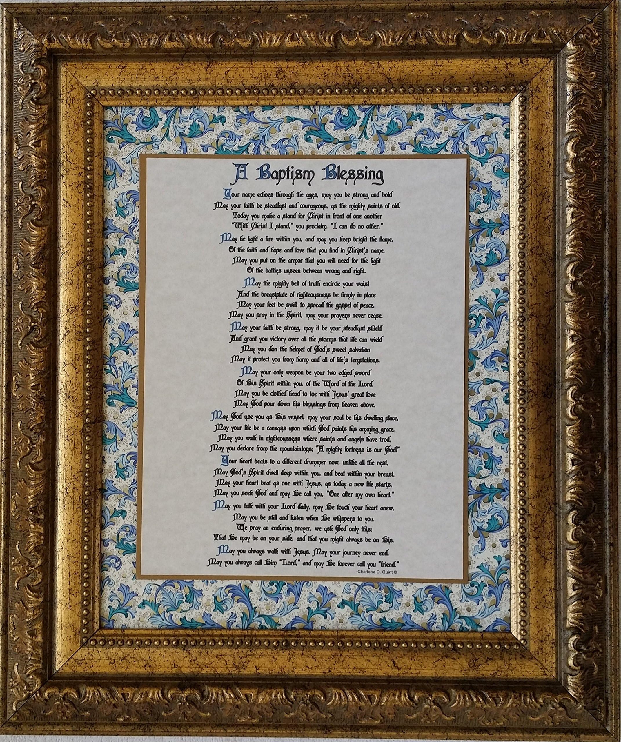 A Blessing on the Day of Your Baptism (Man / Older Boy) - Framed Christian Prayer - Baptism Gift for Adult