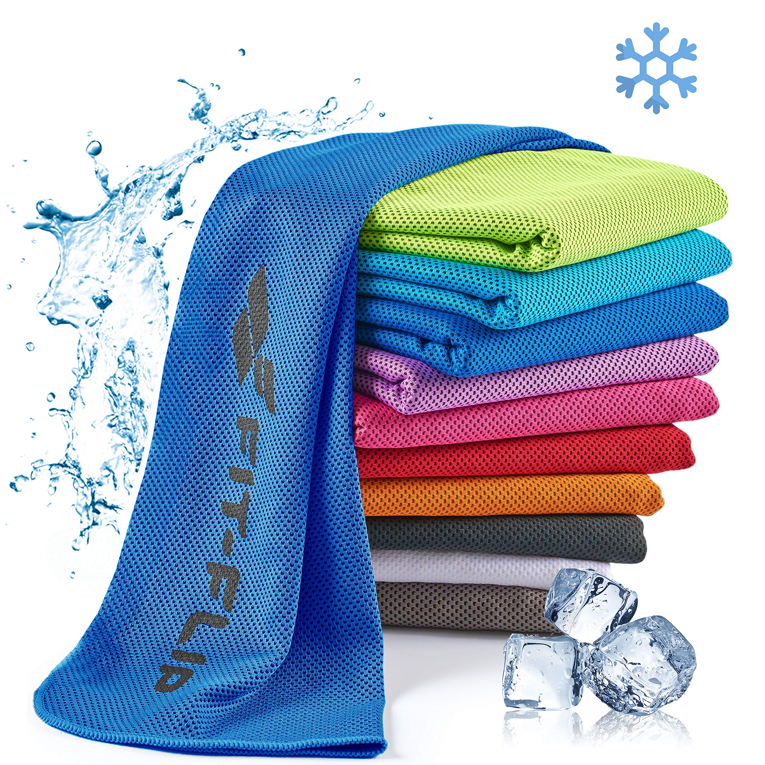 Fit-Flip Cooling towels - Airflip - cool touch microfibre ice towel as wet neck scarf - cold cloth for sport, yoga and fitness (blue, 100x30cm)
