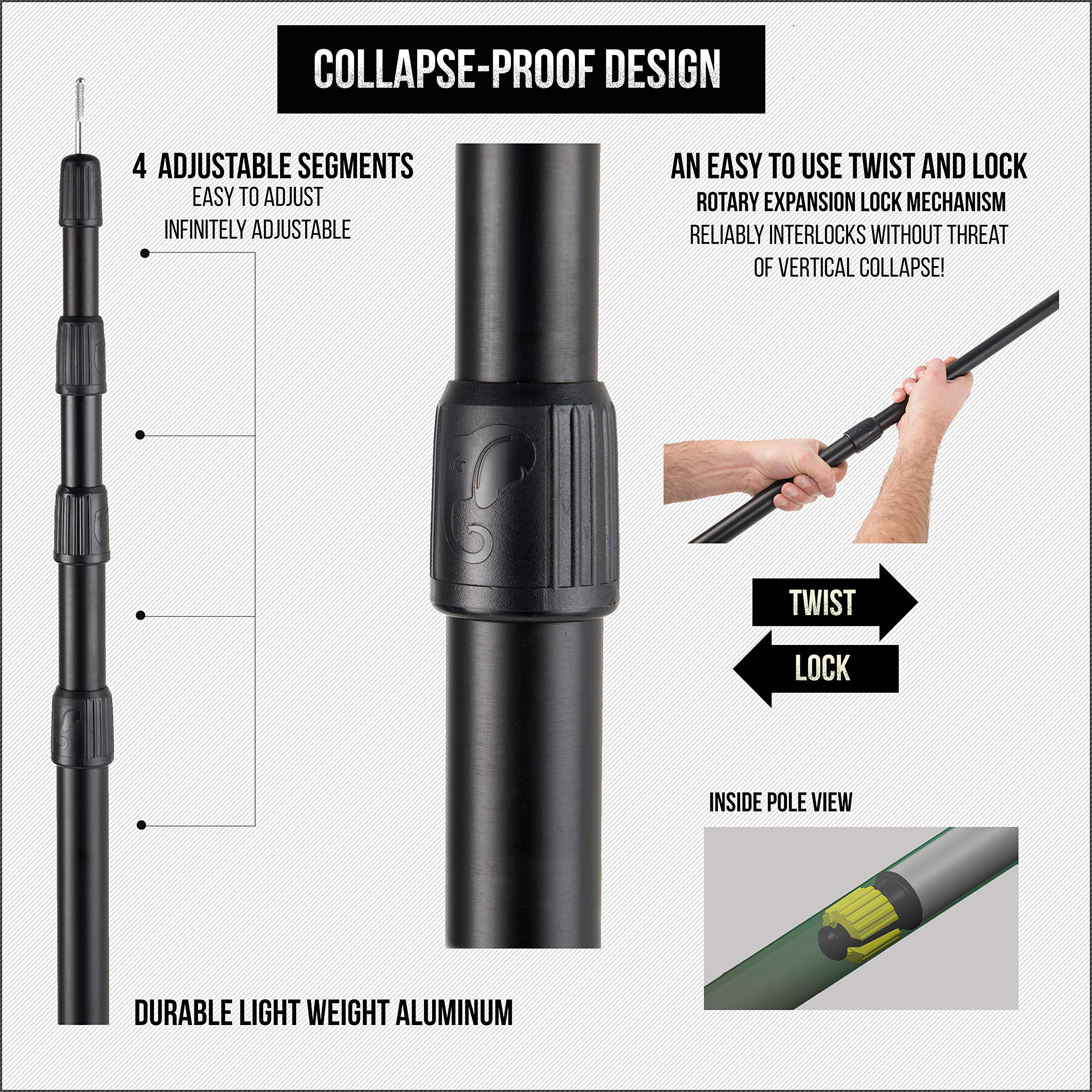 Green Elephant Telescoping Tarp Poles Set of 2 Adjustable Aluminum